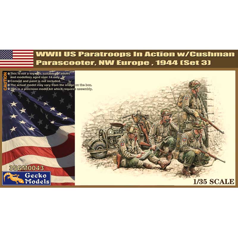 1:35 WWII US Paratroops in Action w/Cushman Parascooter NW Europe, 1944 (Set 3)