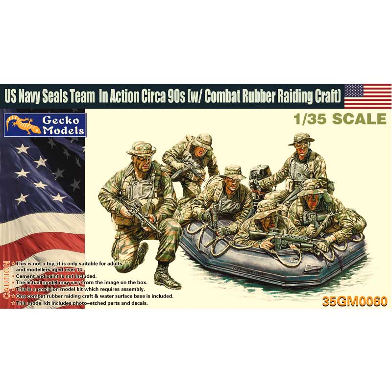 1:35 US Navy Seals Team In Action Circa 90s w/ Combat Rubber Raiding Craft
