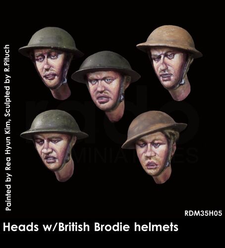 1:35 Heads w/British Brodie helmets (5. pcs)