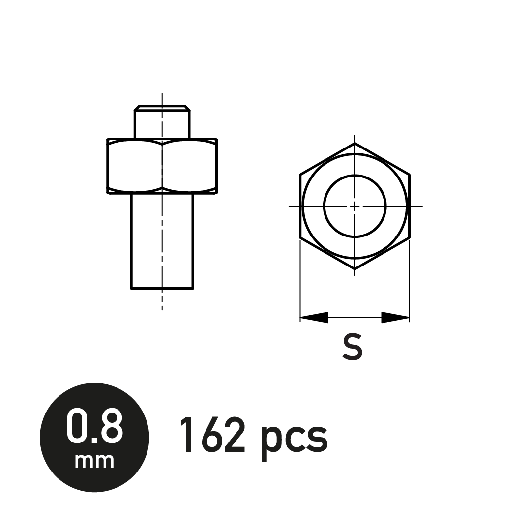 Hexagonal Nut 0.8 mm MN modelář