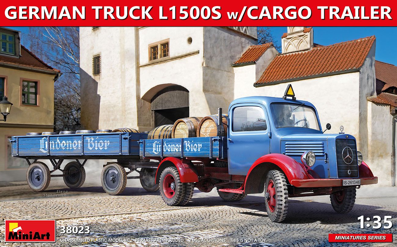 135 GERMAN TRUCK L1500S w/CARGO TRAILER MN modelář