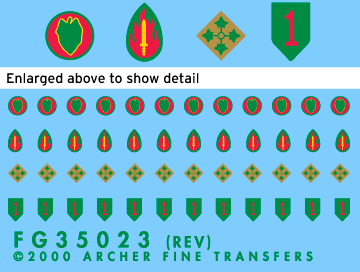1:35 US Infantry Division Patches (1st, 4th, 24th and 63rd)