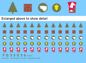 1:35 US Infantry Division Uniform Patches (70th, 87th, 90th, 91st, 104th)