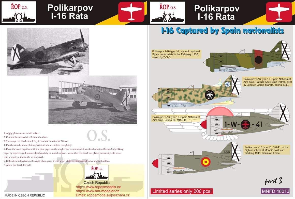 img20 rajce idnes.cz 1:48 Polikarpov I-16 Rata - I-16 captured by Spanish Nationalists | MN  modelář