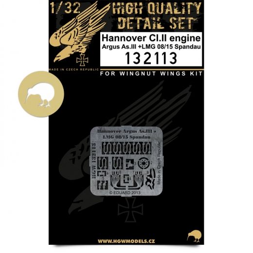 HGW 1/32 PE engine Hannover CI.II Argus As.III + LMG 08/15 Spandau 132113 HGW 1/32 PE engine Hannover CI.II Argus As.III + LMG 08/15 Spandau 132113